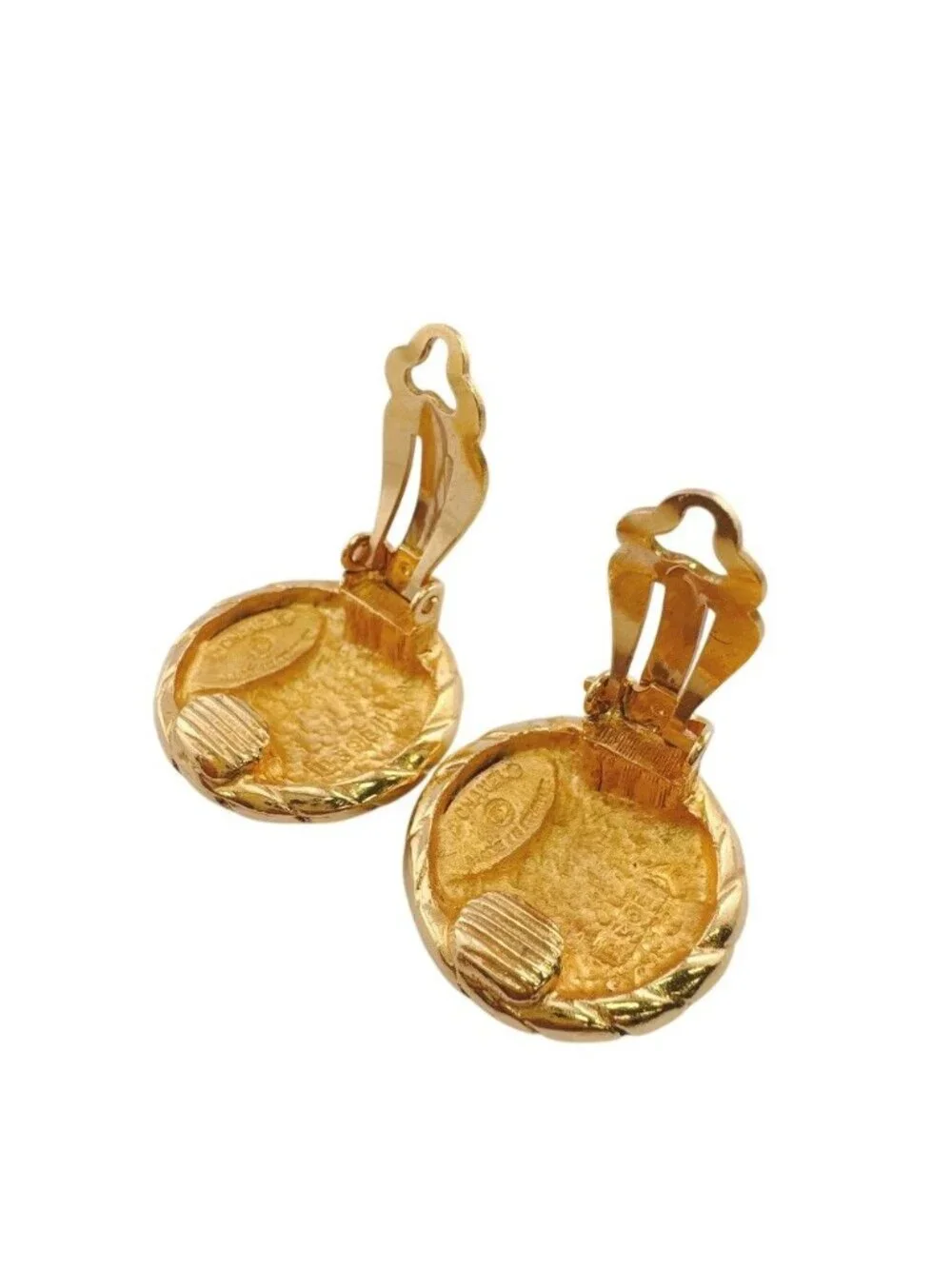 Chanel CC Logo Earrings Gold